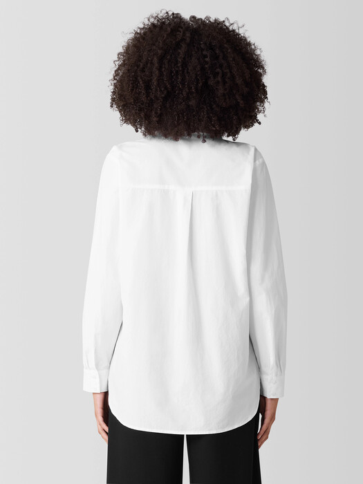 Washed Organic Cotton Poplin Classic Collar Long Shirt