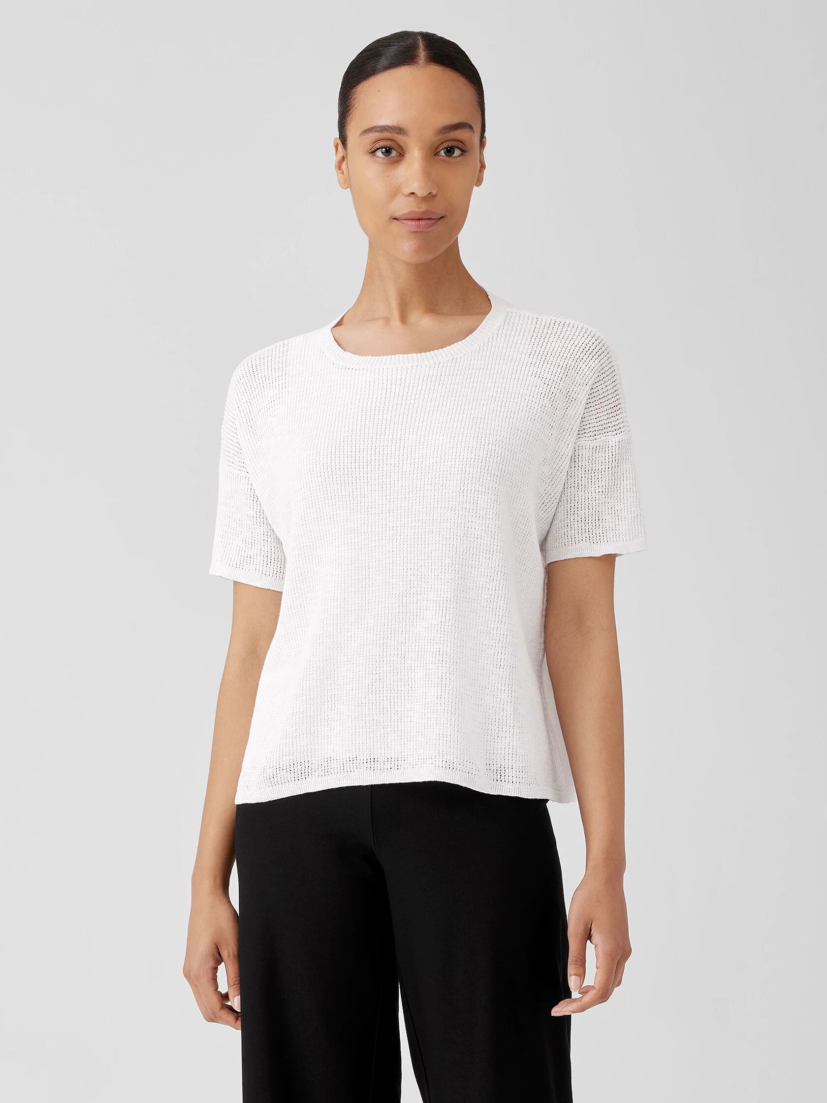 Organic Cotton Linen Slub Jewel Neck Top