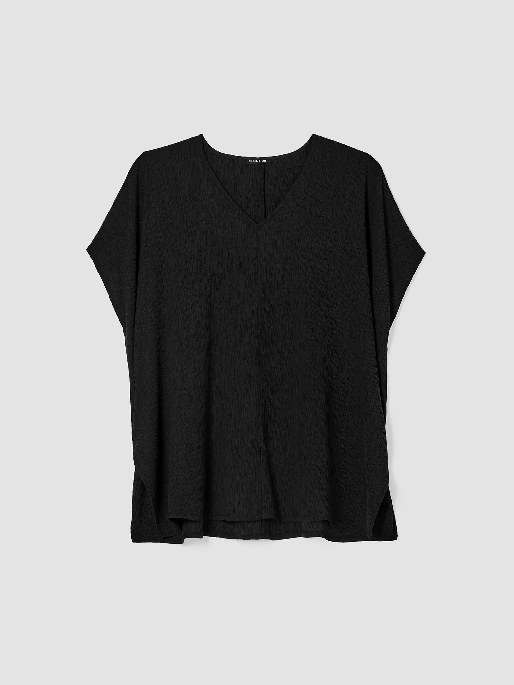 Woven Plissé V-Neck Top