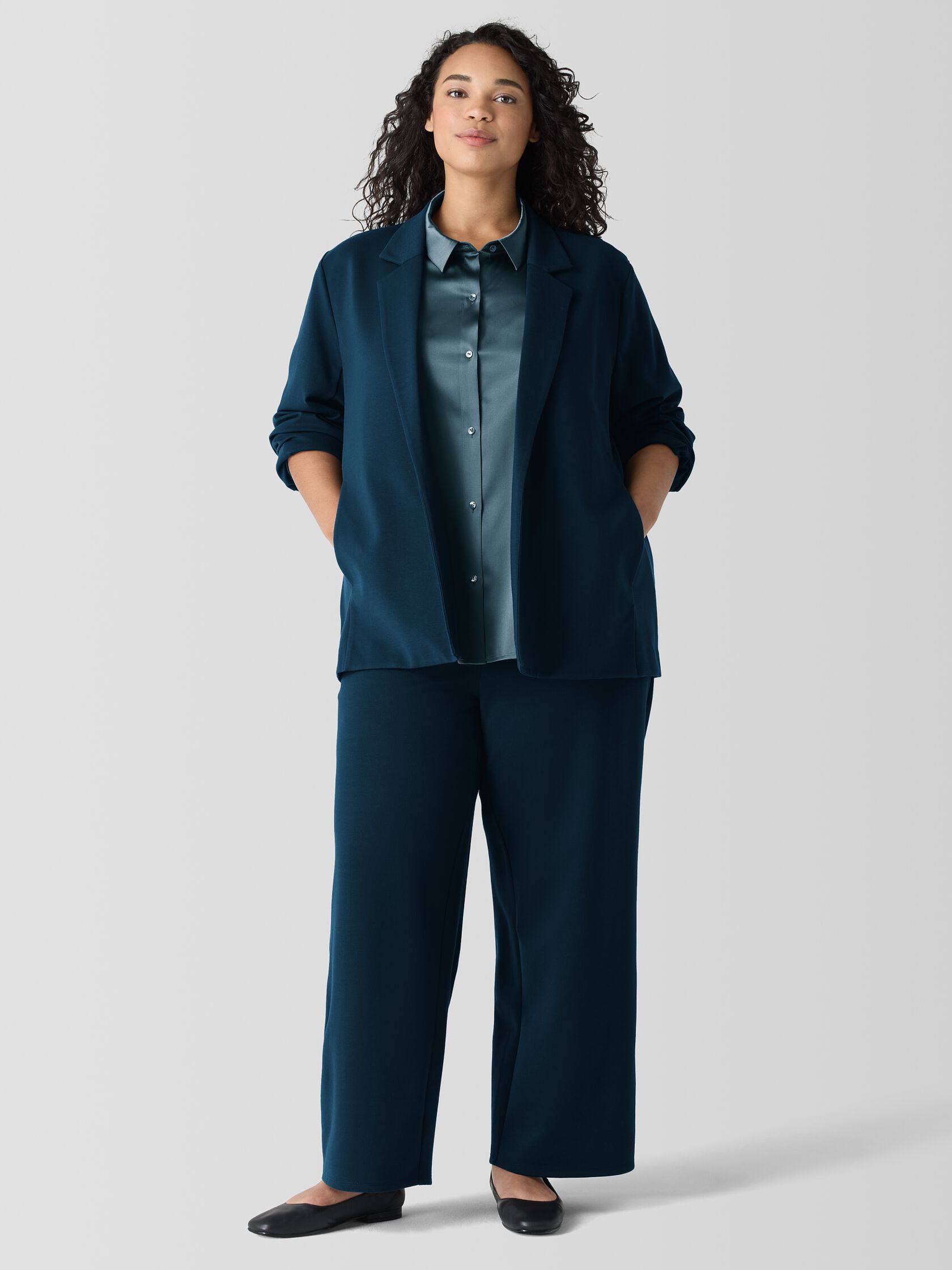 Washable Flex Ponte Notch Collar Blazer