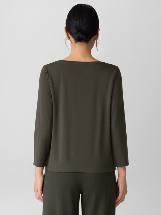 Stretch Jersey Knit Scoop Neck Top