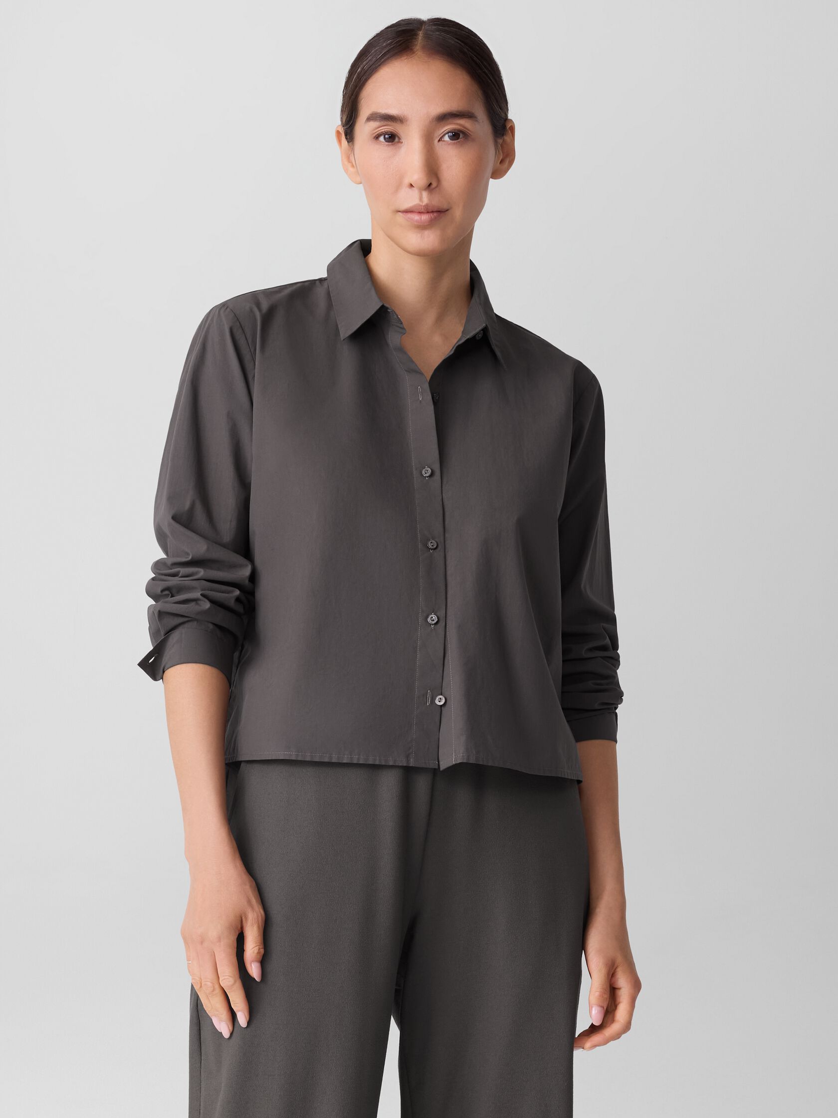 Washed Organic Cotton Poplin Classic Collar Short Shirt
