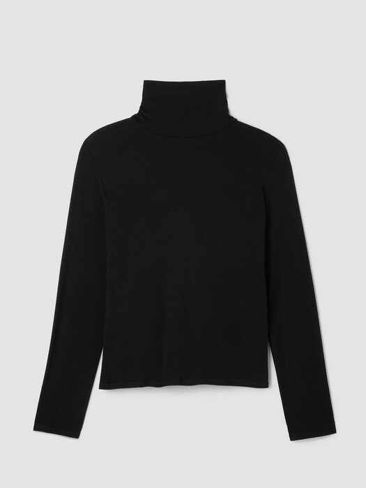 Stretch Silk Jersey Turtleneck Top