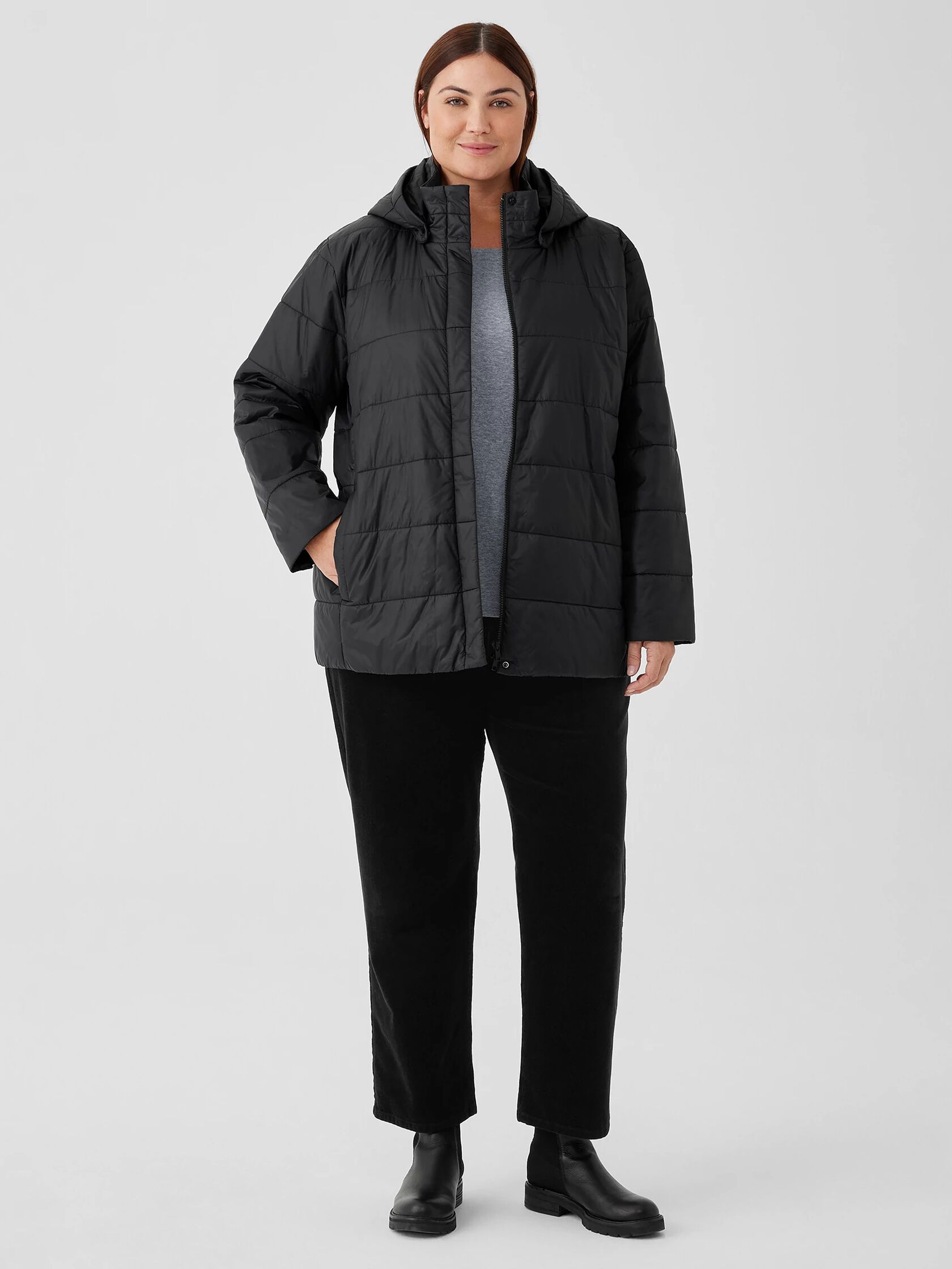 Eggshell Recycled Nylon Short Coat