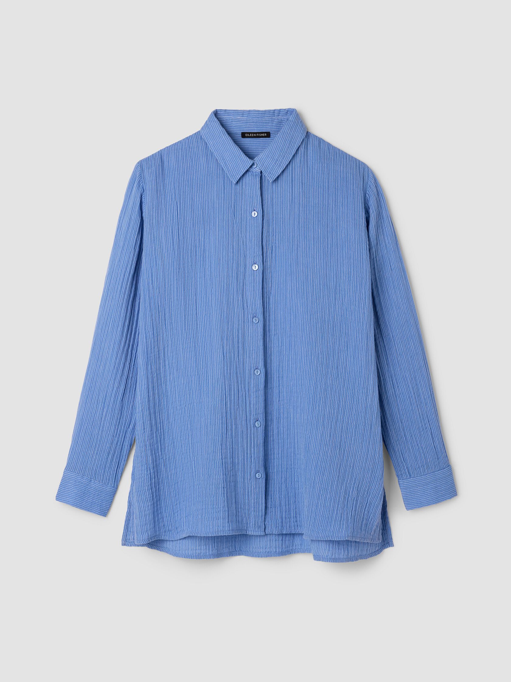 Striped Organic Cotton Gauze Classic Collar Shirt
