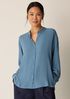 Silk Georgette Crepe Band Collar Top