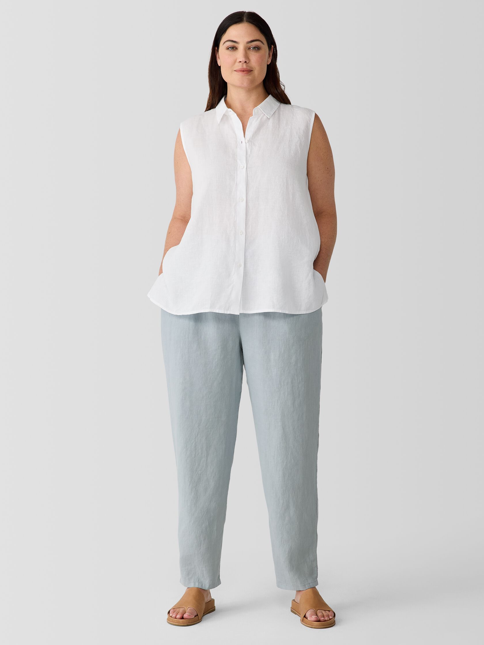 Garment Dyed Organic Linen Tapered Pant