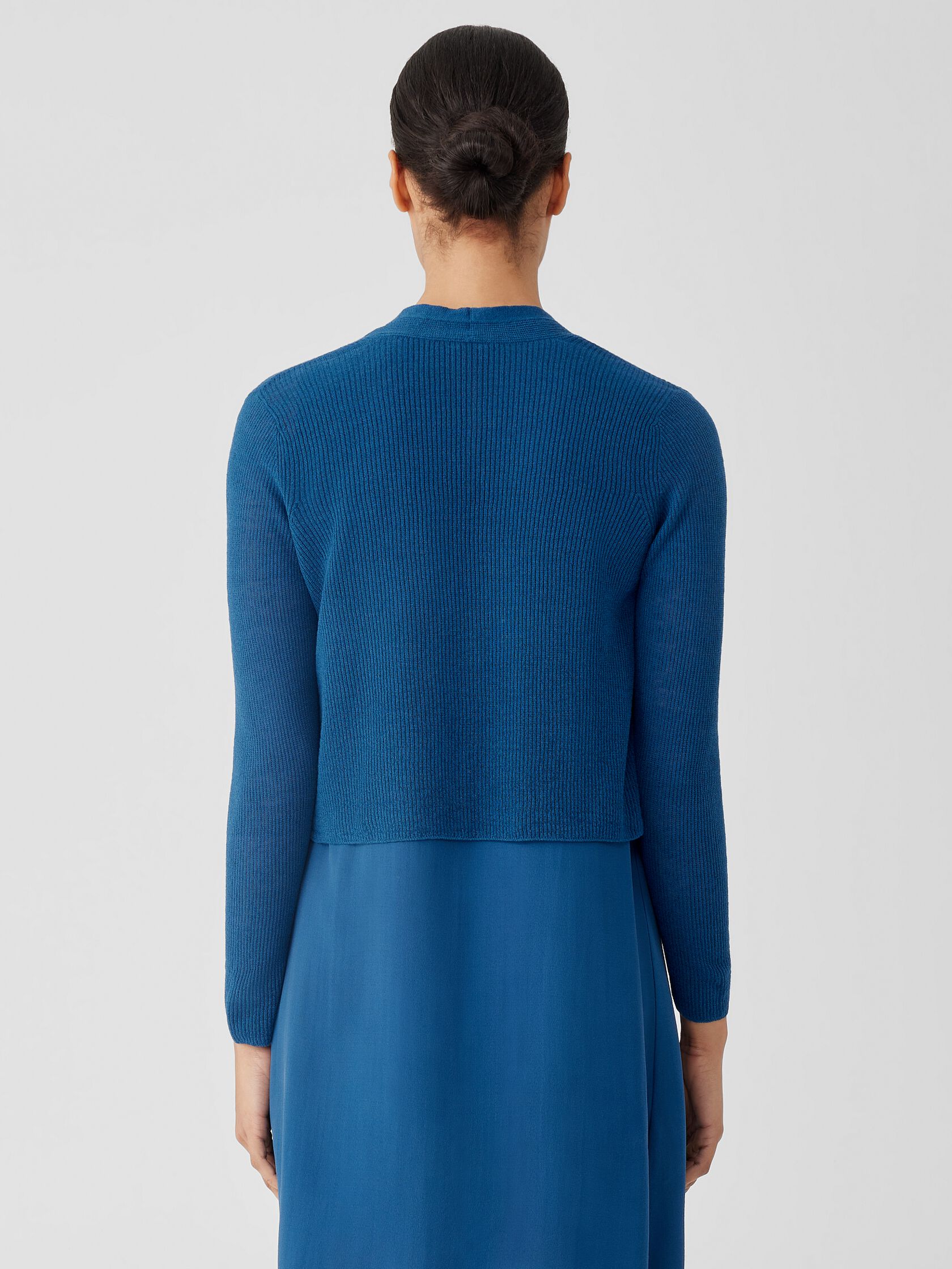 Organic Linen Cotton Airy Tuck Cropped Cardigan