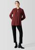 Silk Georgette Crepe Band Collar Shirt