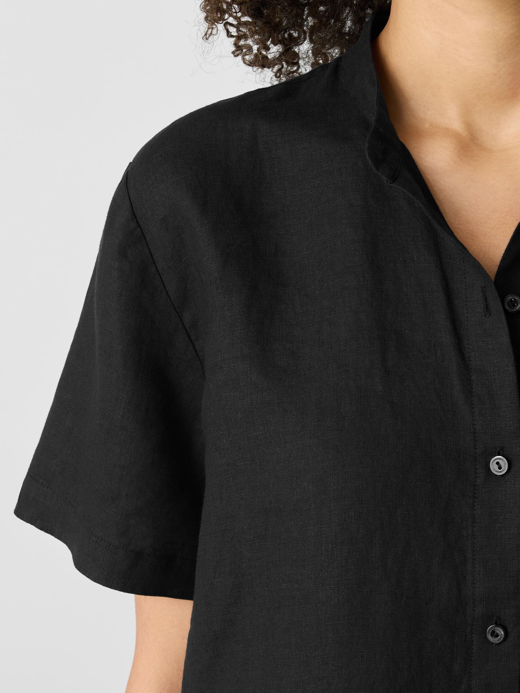 Organic Handkerchief Linen Band Collar Shirt