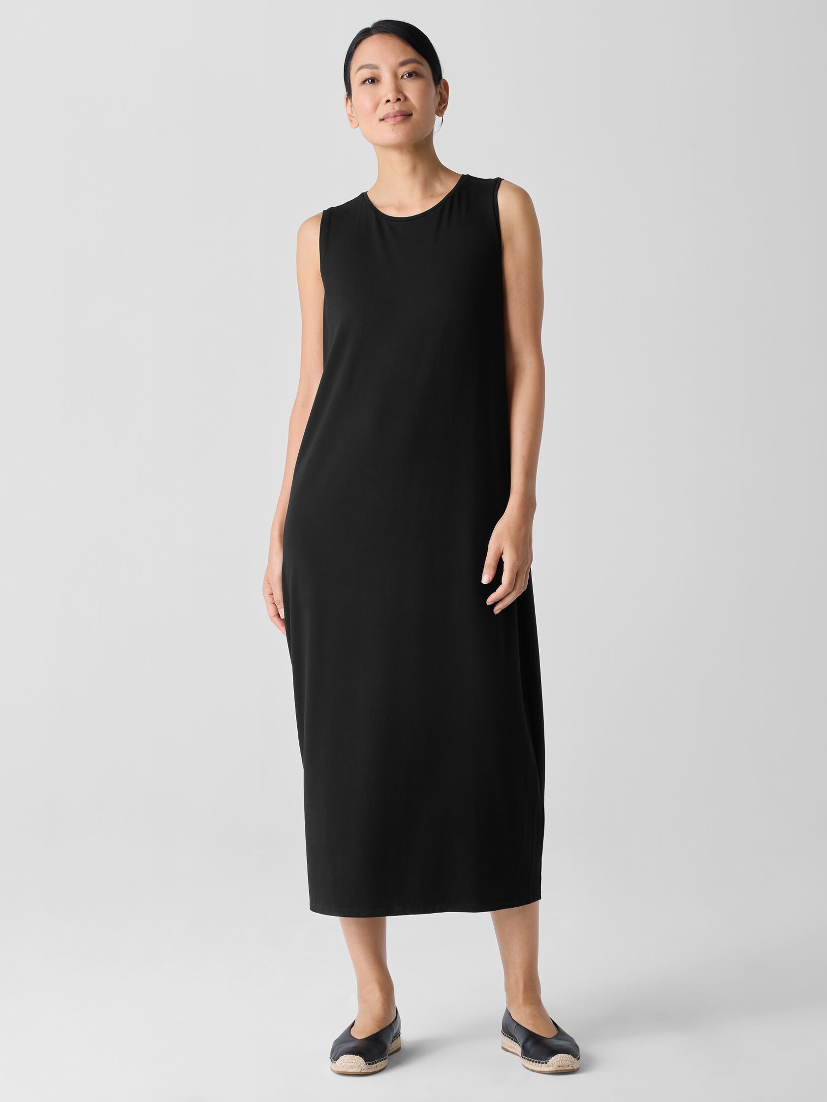 Stretch Jersey Knit Round Neck Dress