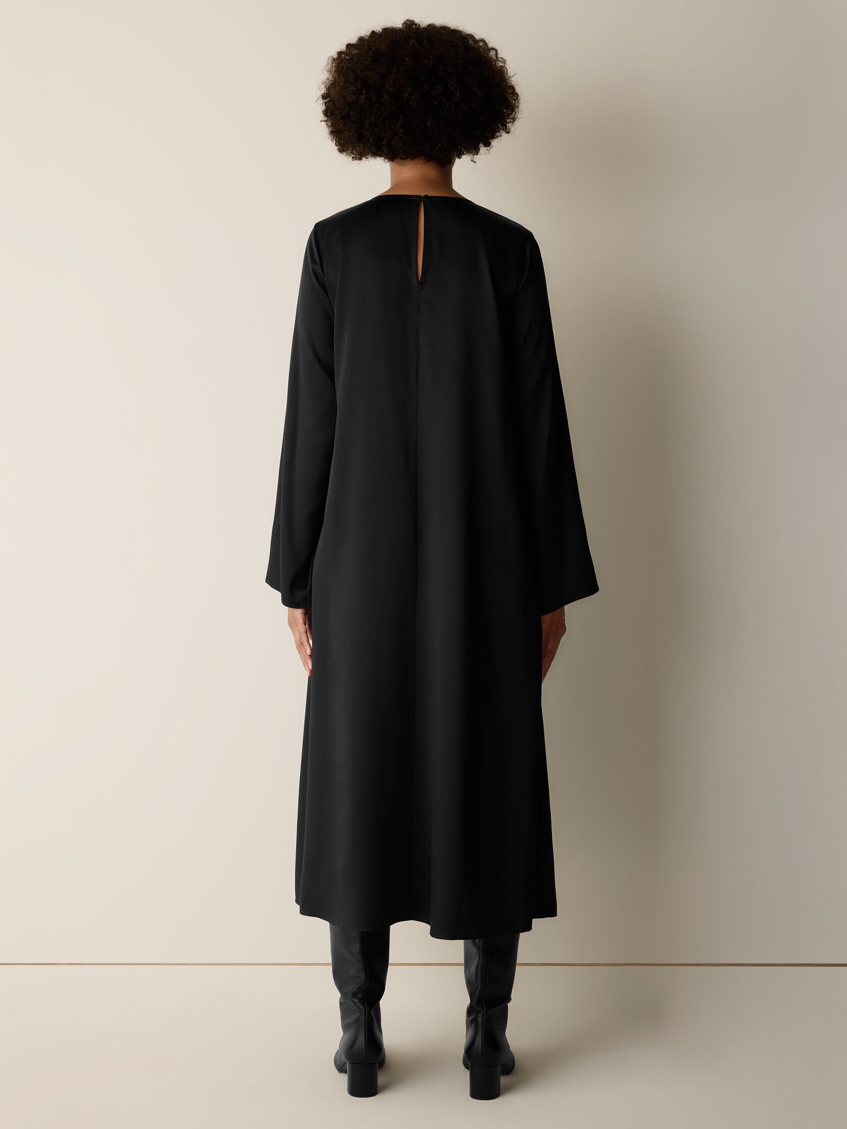 Heavyweight Silk Charmeuse Round Neck Dress