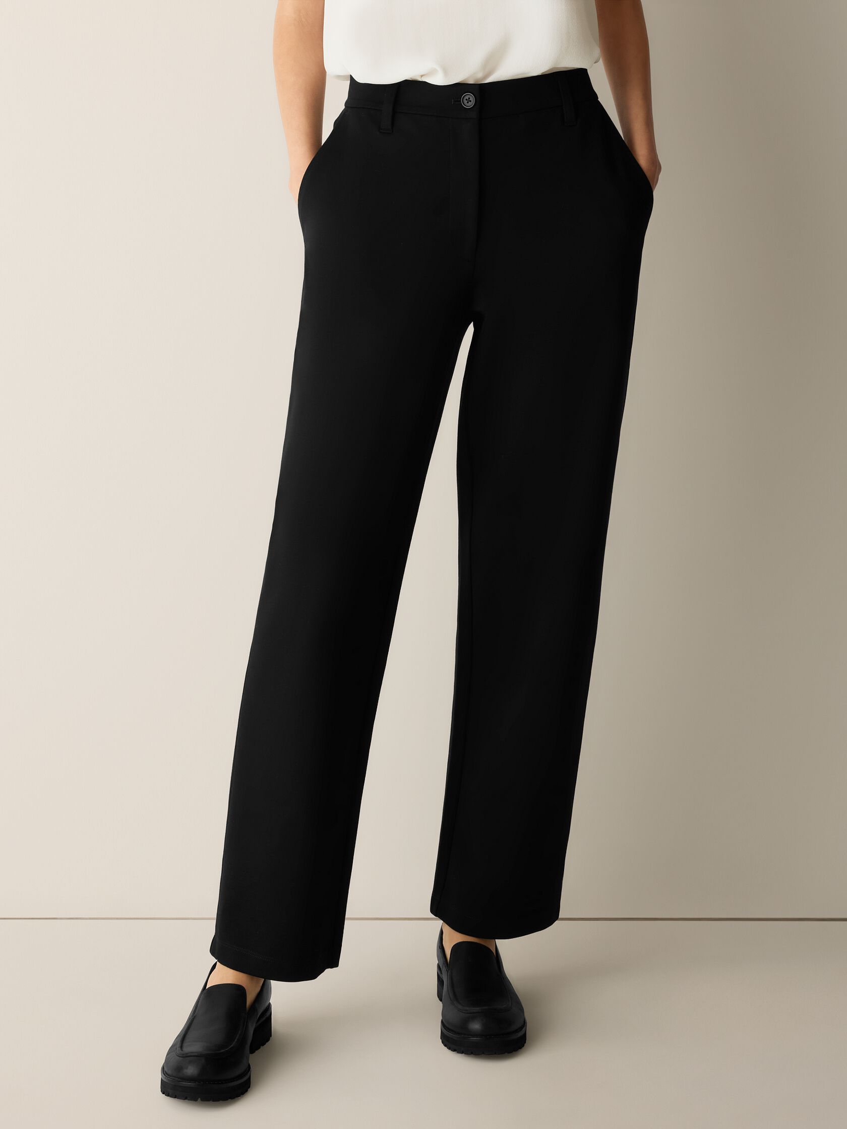 Washable Flex Ponte Straight Trouser Pant