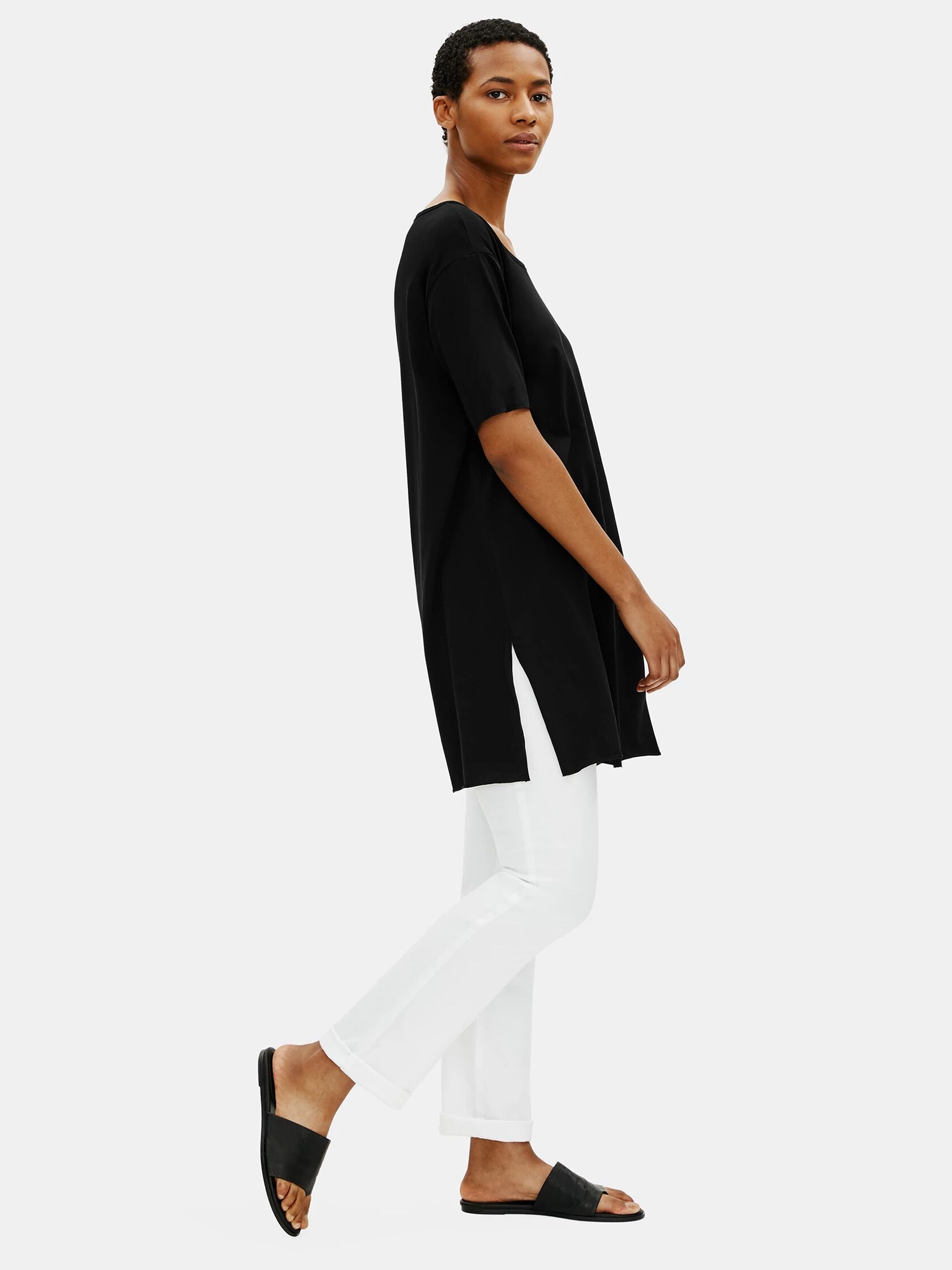 Organic Cotton Easy Jersey Elbow-Sleeve Tunic