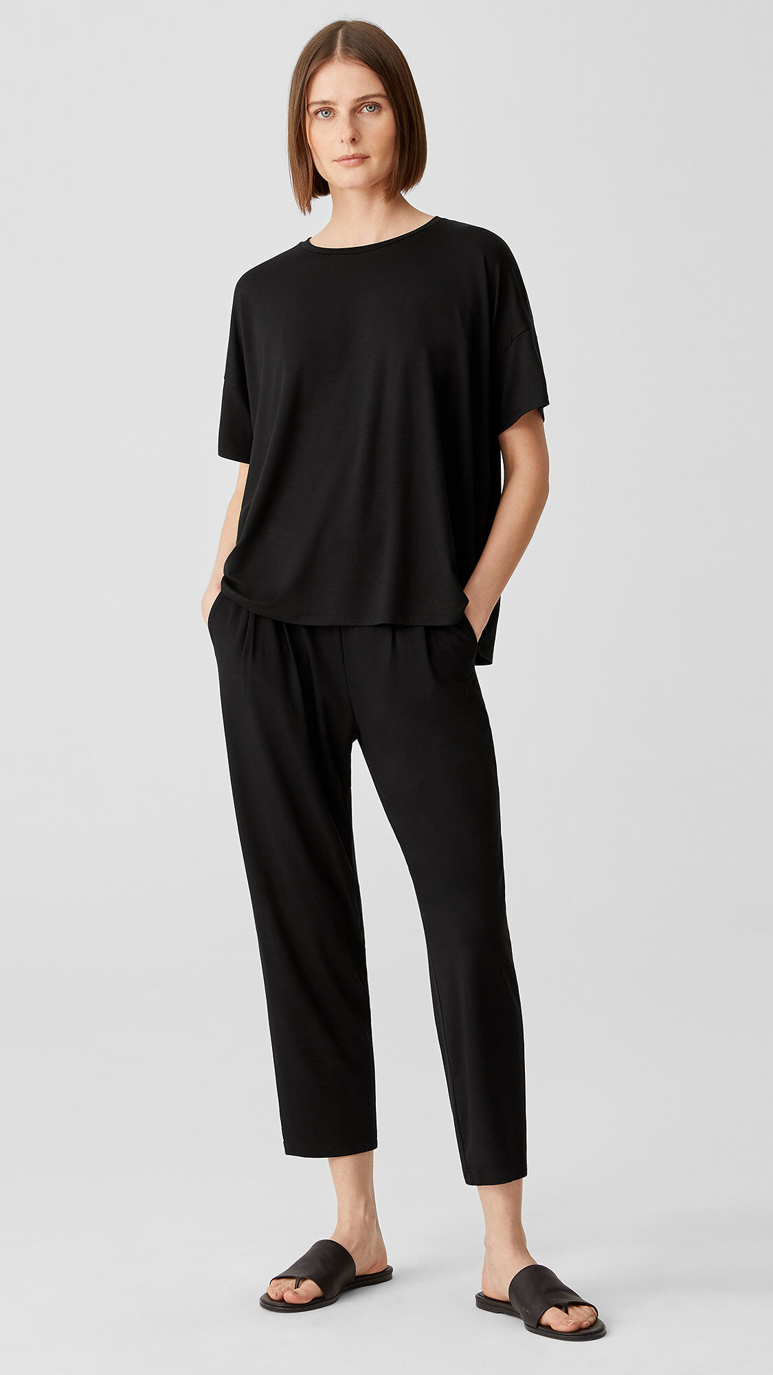 Viscose Jersey Pleated Pant | EILEEN FISHER