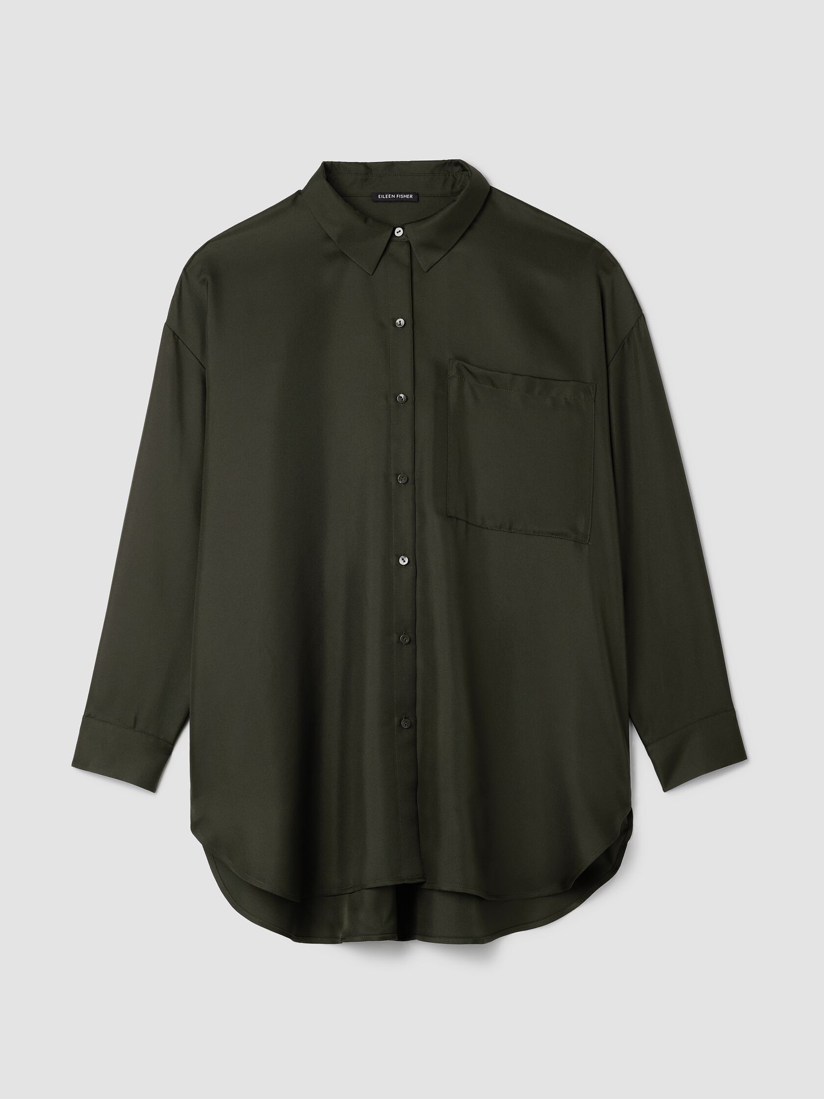 Silk Twill Classic Collar Long Shirt