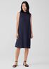 Woven Plissé Mock Neck Dress