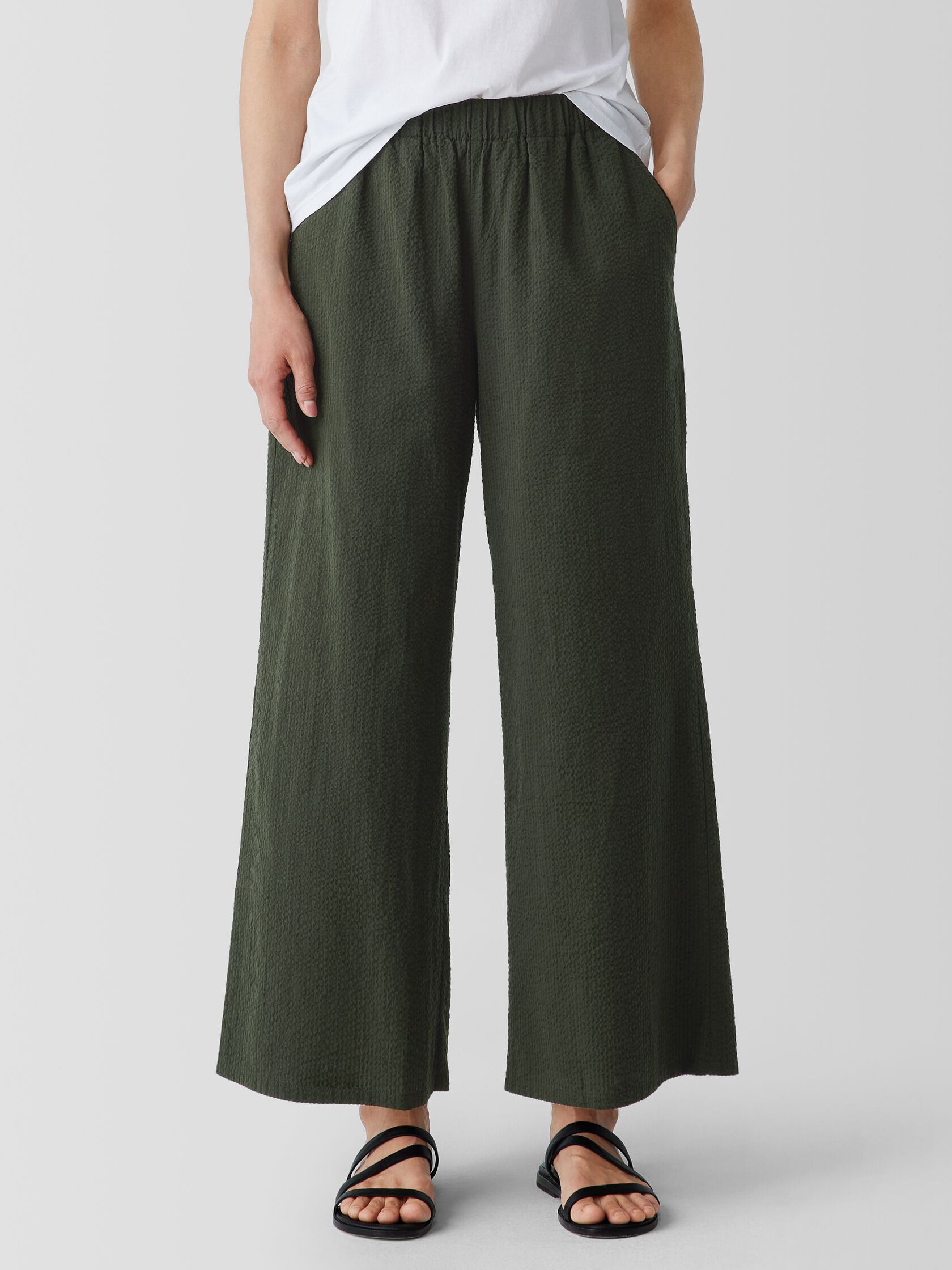 Organic Cotton Ripple Wide-Leg Pant
