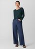 Cotton Stretch Denim Wide-Leg Jean