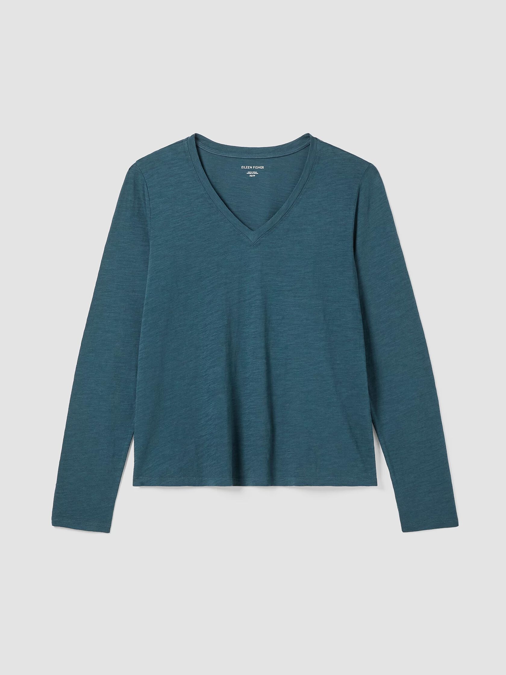 Organic Cotton Slub V-Neck Top
