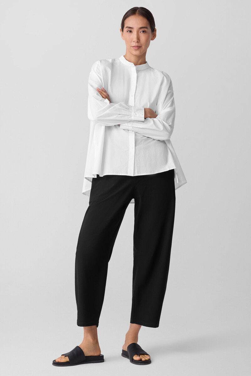 Washed Organic Cotton Poplin Band Collar Shirt Washed Organic Cotton Poplin Band Collar Shirt