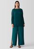 Crinkled Sheer Silk Georgette Bateau Neck Long Top
