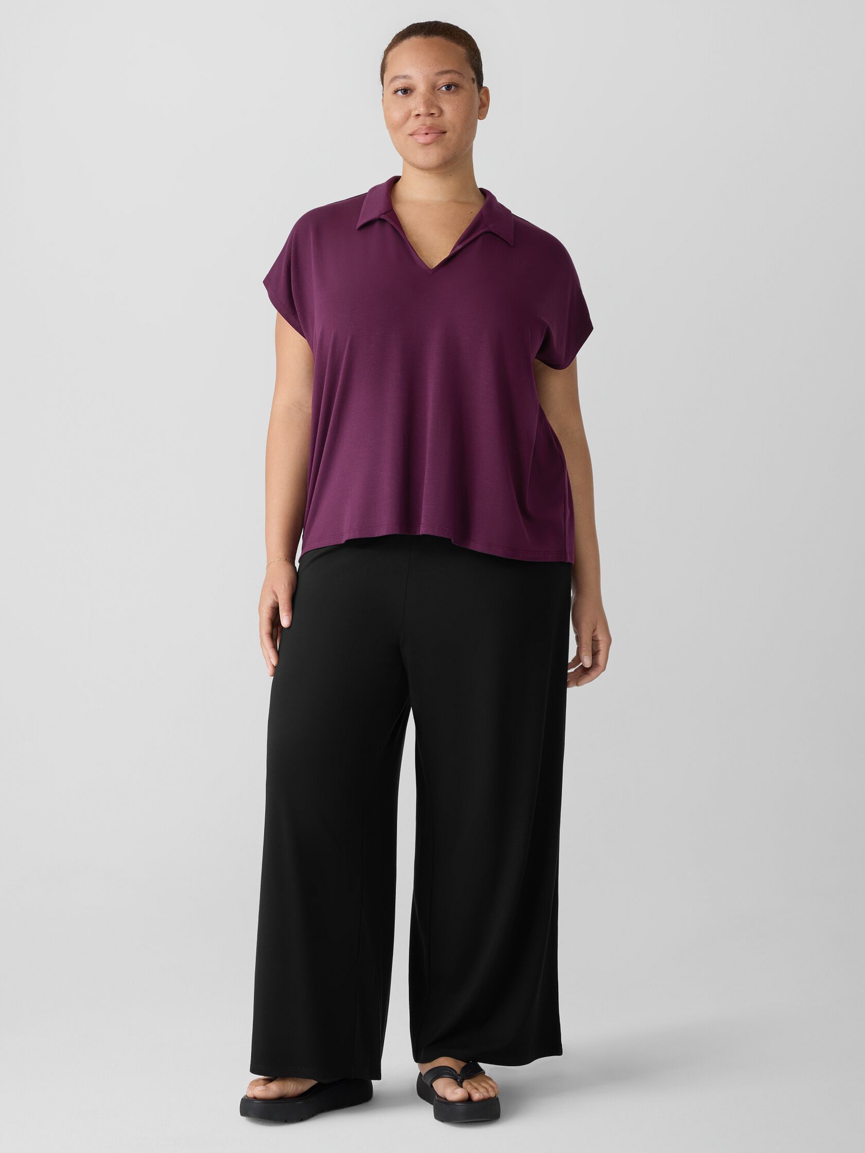 Fine Jersey Split Neck Top