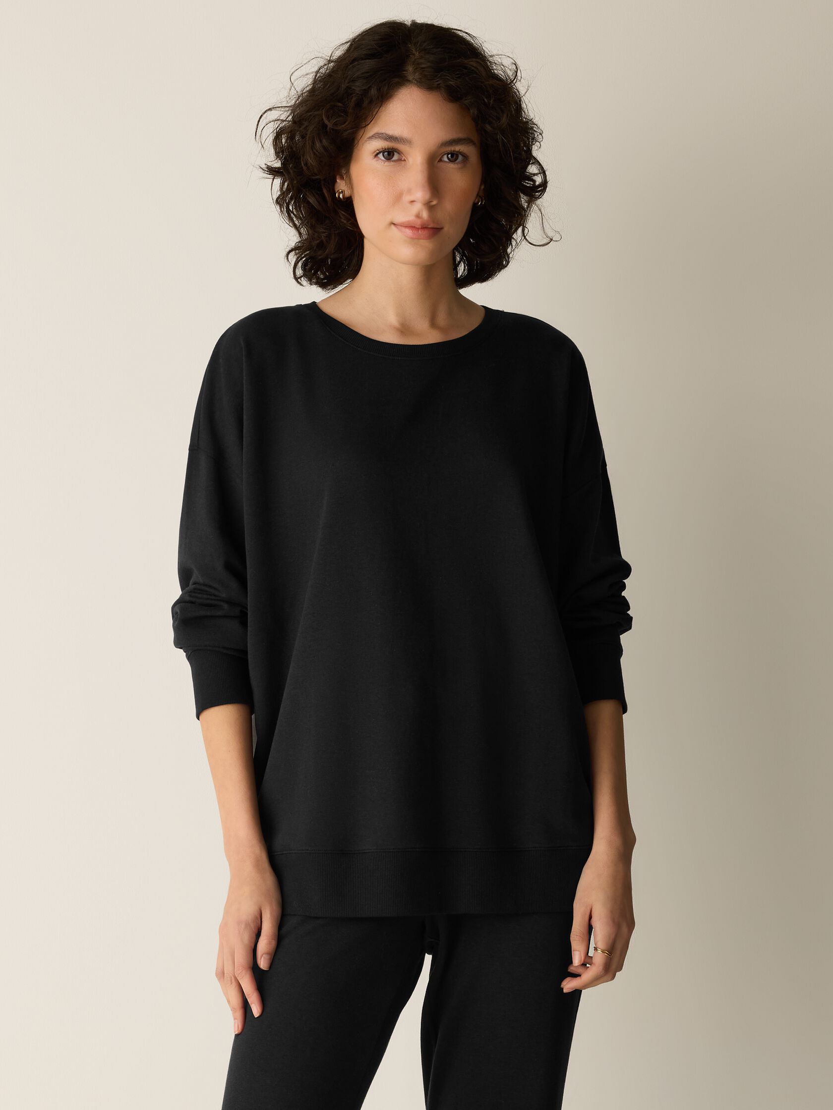 Cozy Brushed Terry Hug Crew Neck Long Top