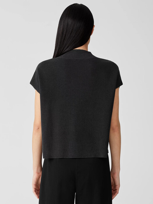 Organic Linen Cotton Mock Neck Top