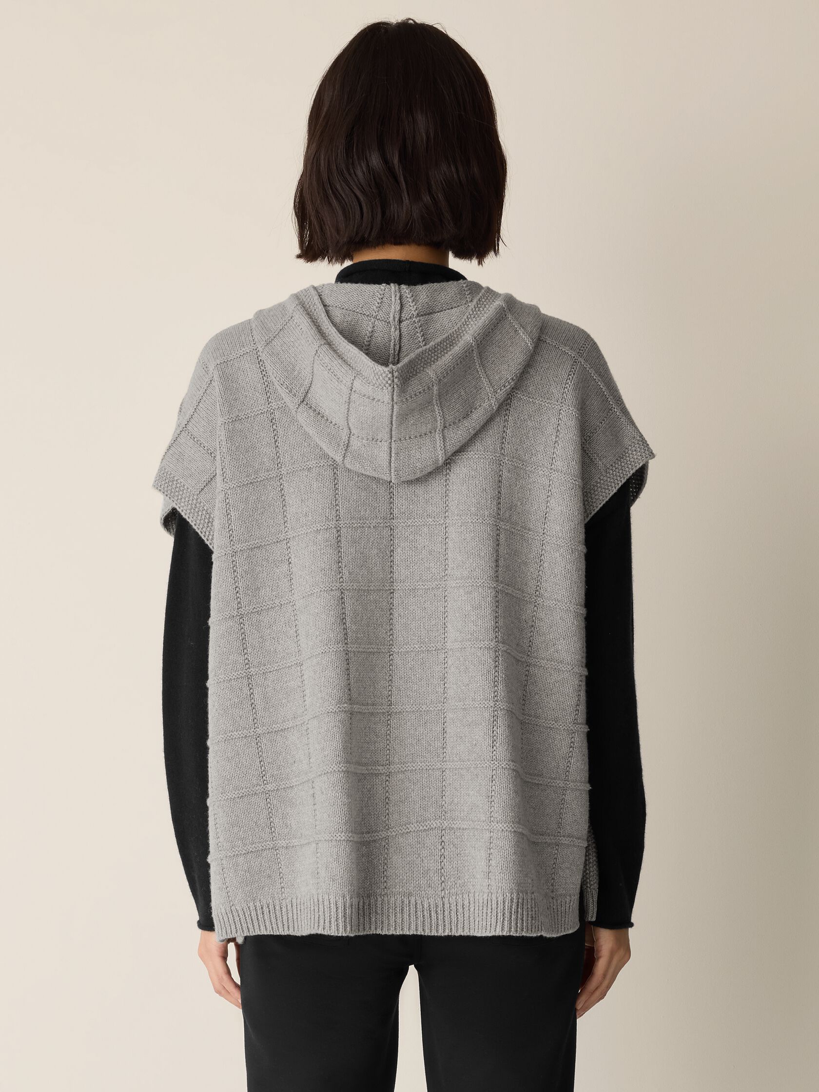 Cotton and Recycled Cashmere Hooded Poncho