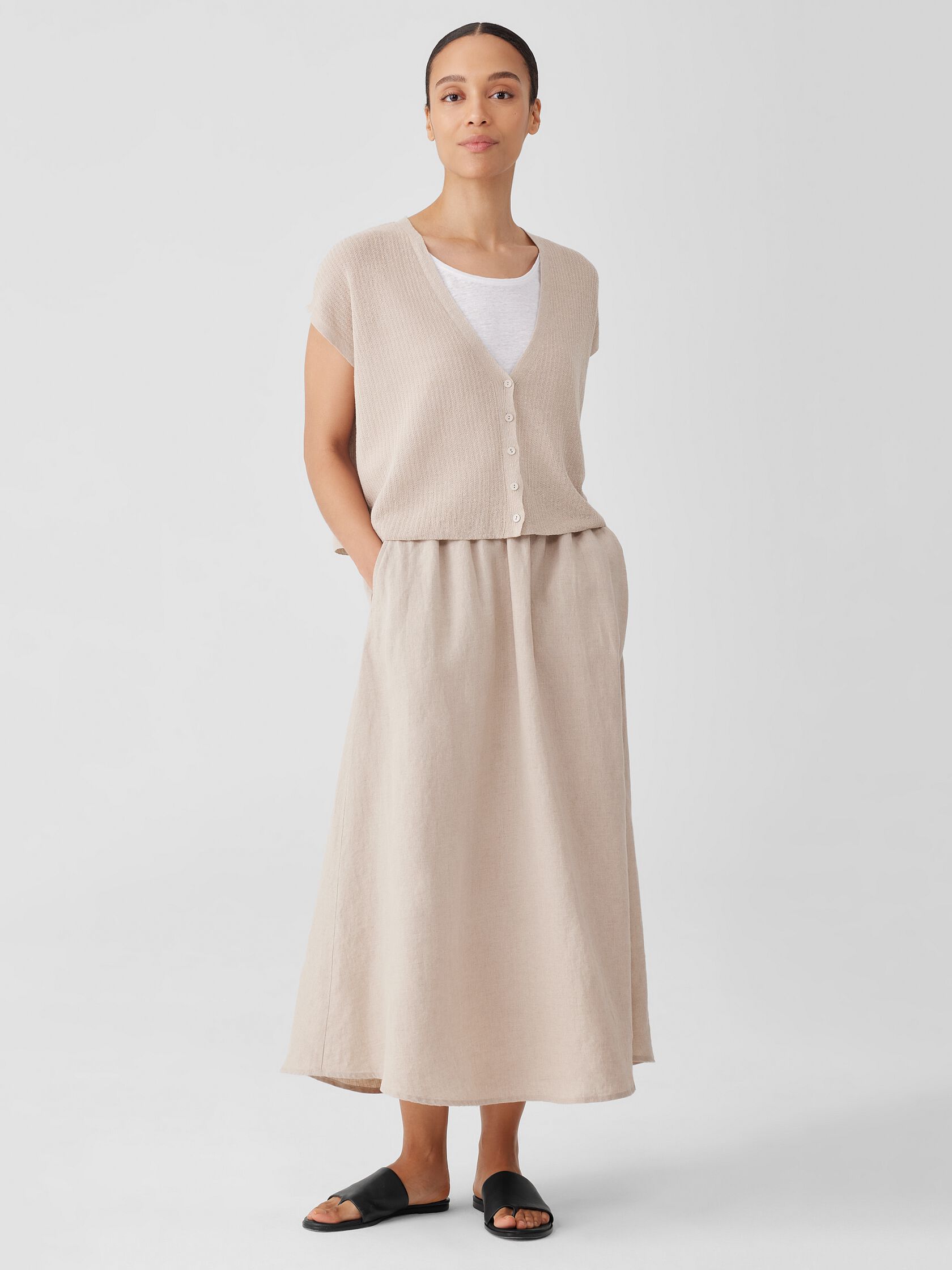 Organic Linen Cotton Short-Sleeve Cardigan