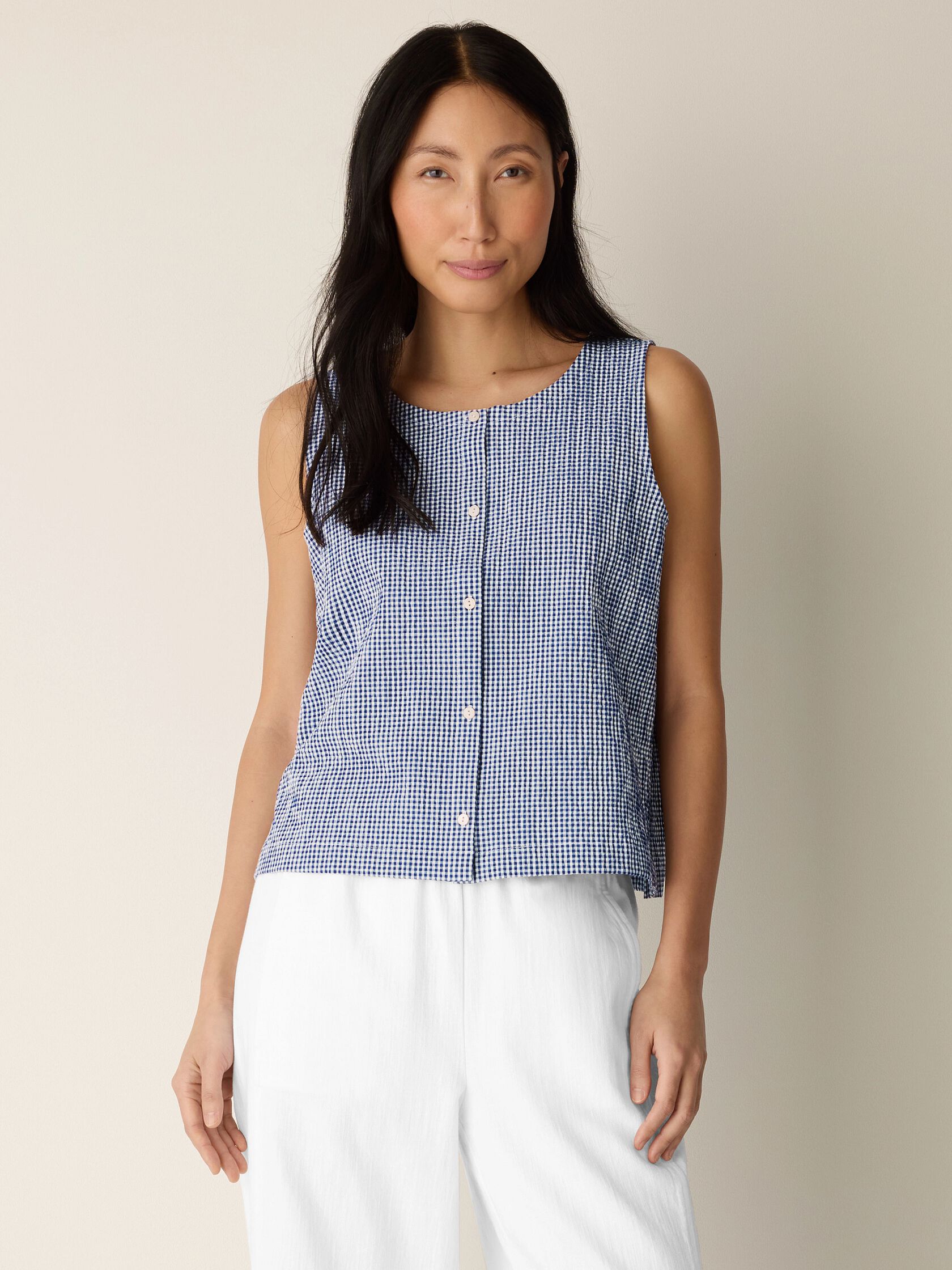 Organic Cotton Pucker Check Vest