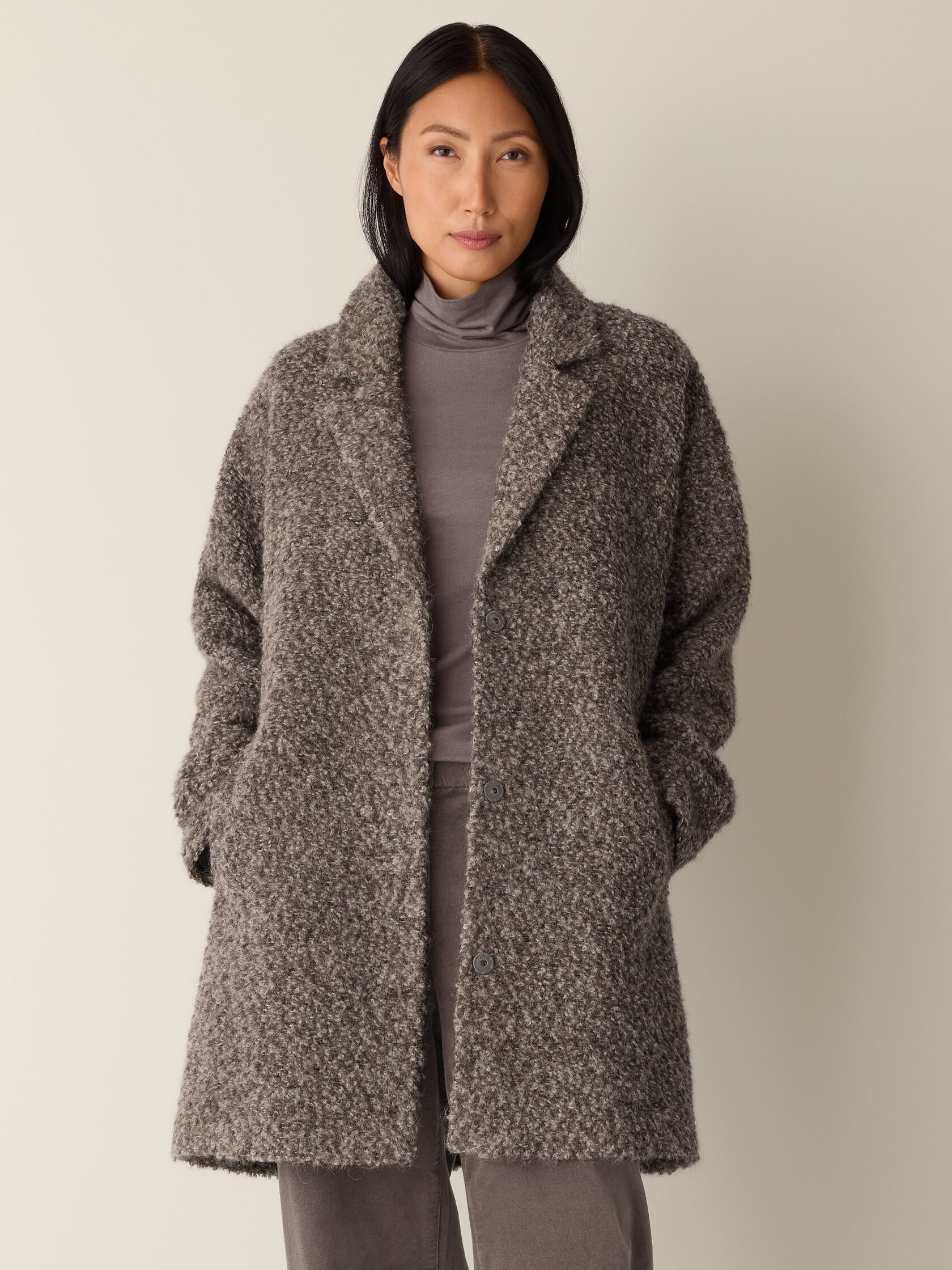 Curly Alpaca Notch Collar Coat