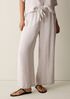 Puckered Organic Linen Stripe Wide-Leg Pant