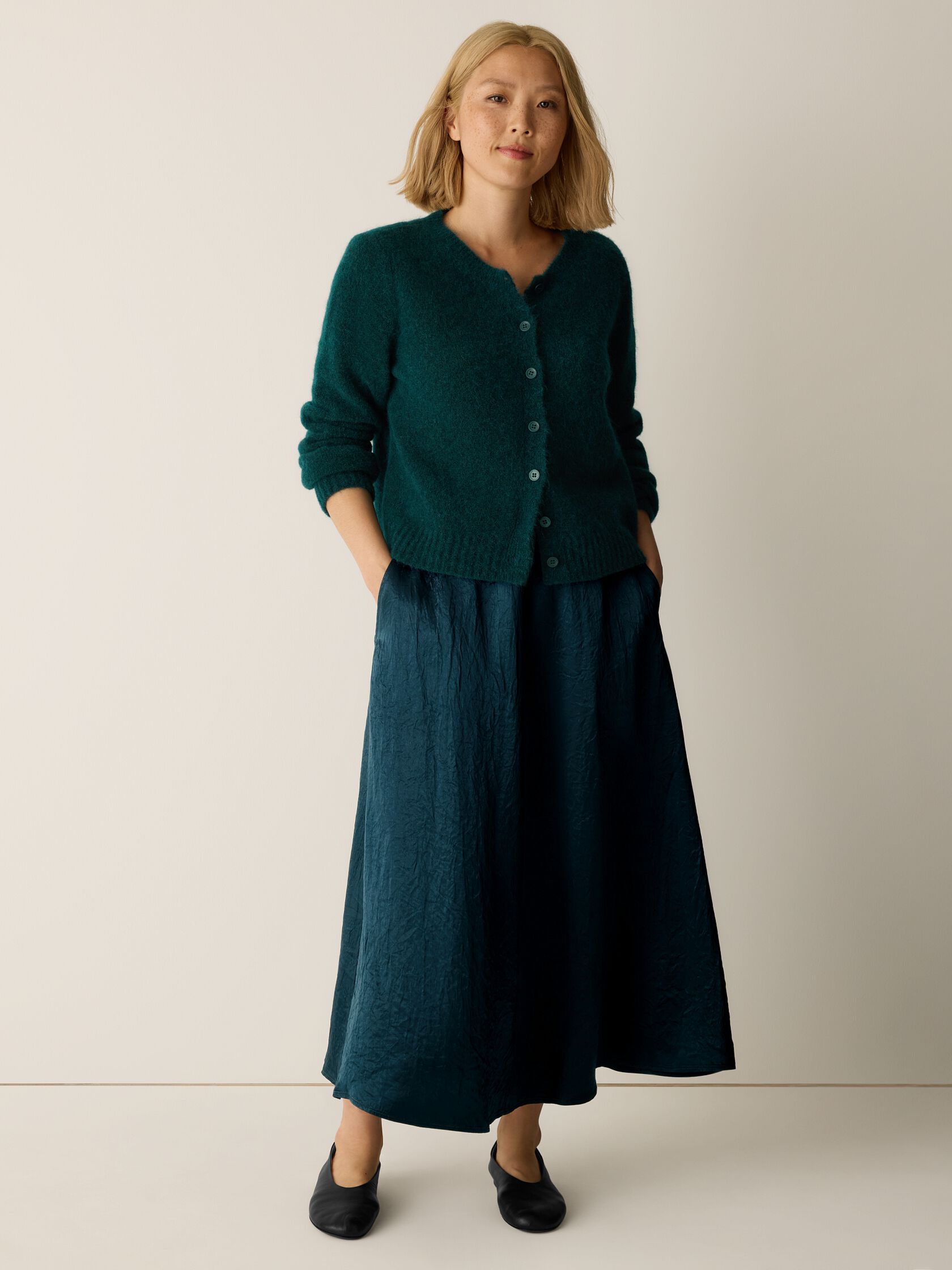 Textured Satin Half-Circle Skirt