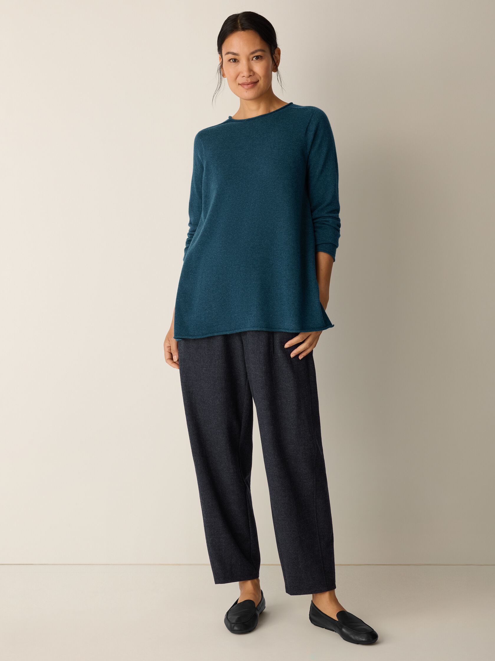 Italian Cashmere Crew Neck Long Top
