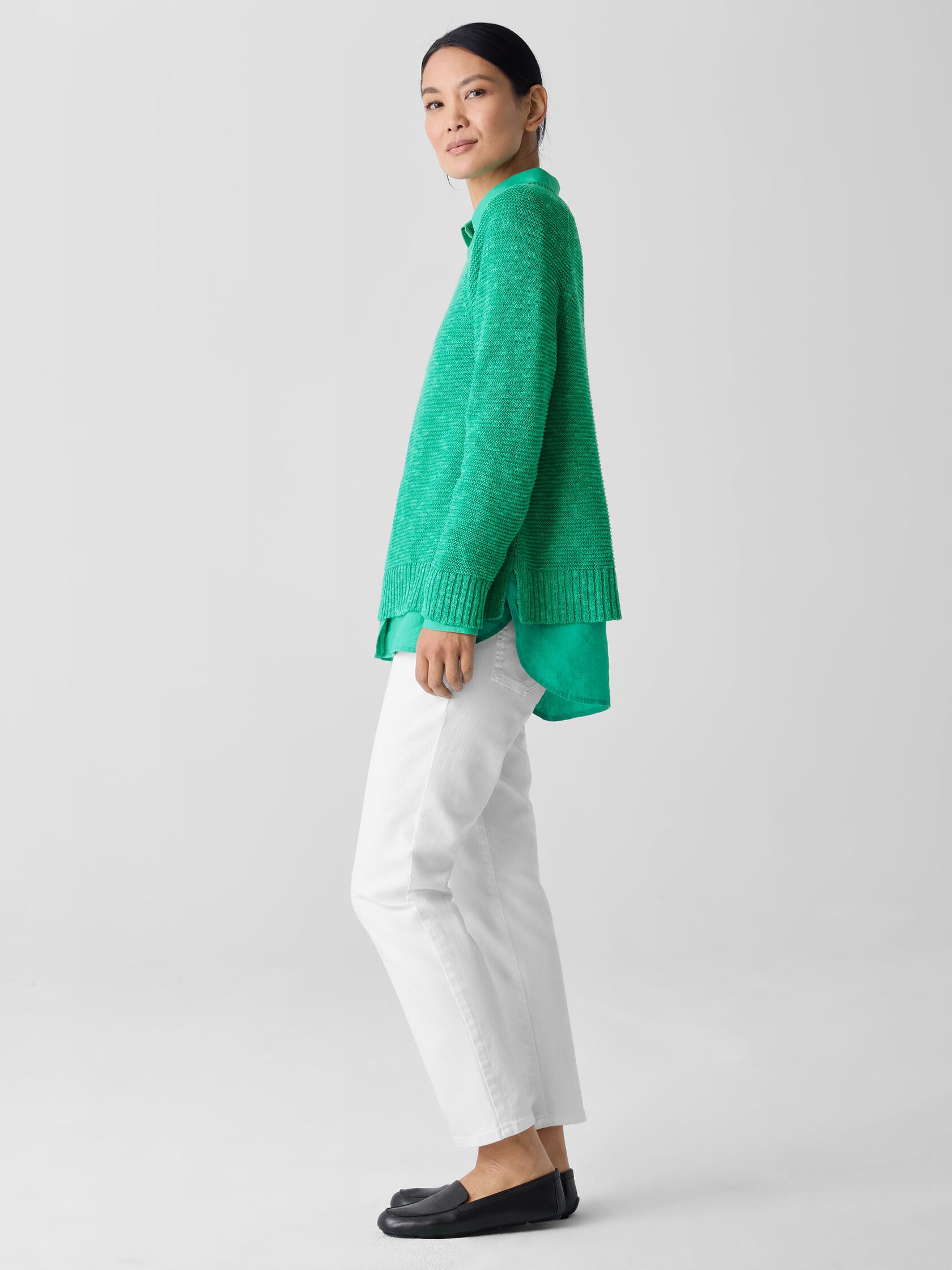 Organic Linen Cotton Slub Crew Neck Top