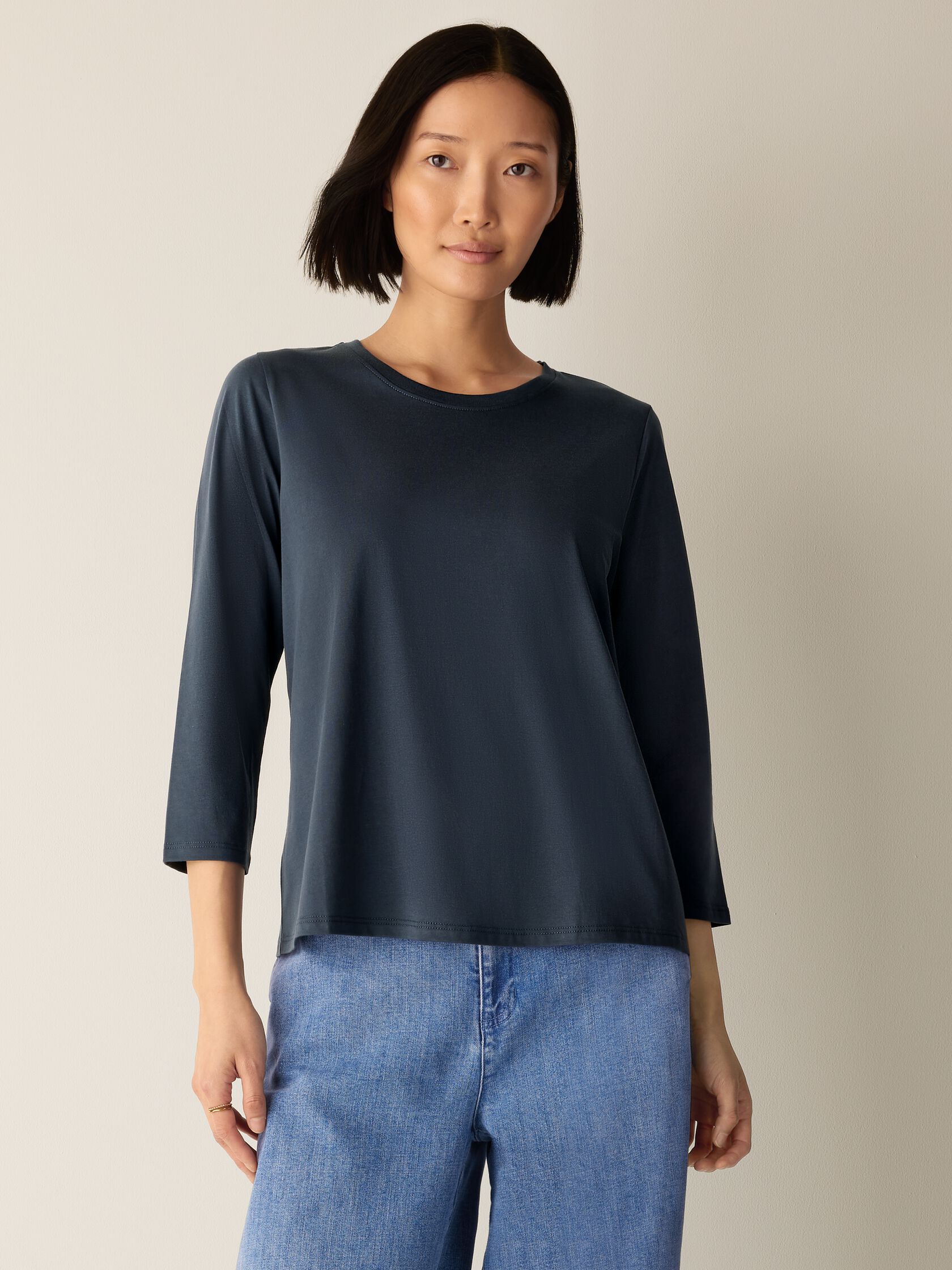 Organic Pima Cotton Jersey 3/4-Sleeve Tee