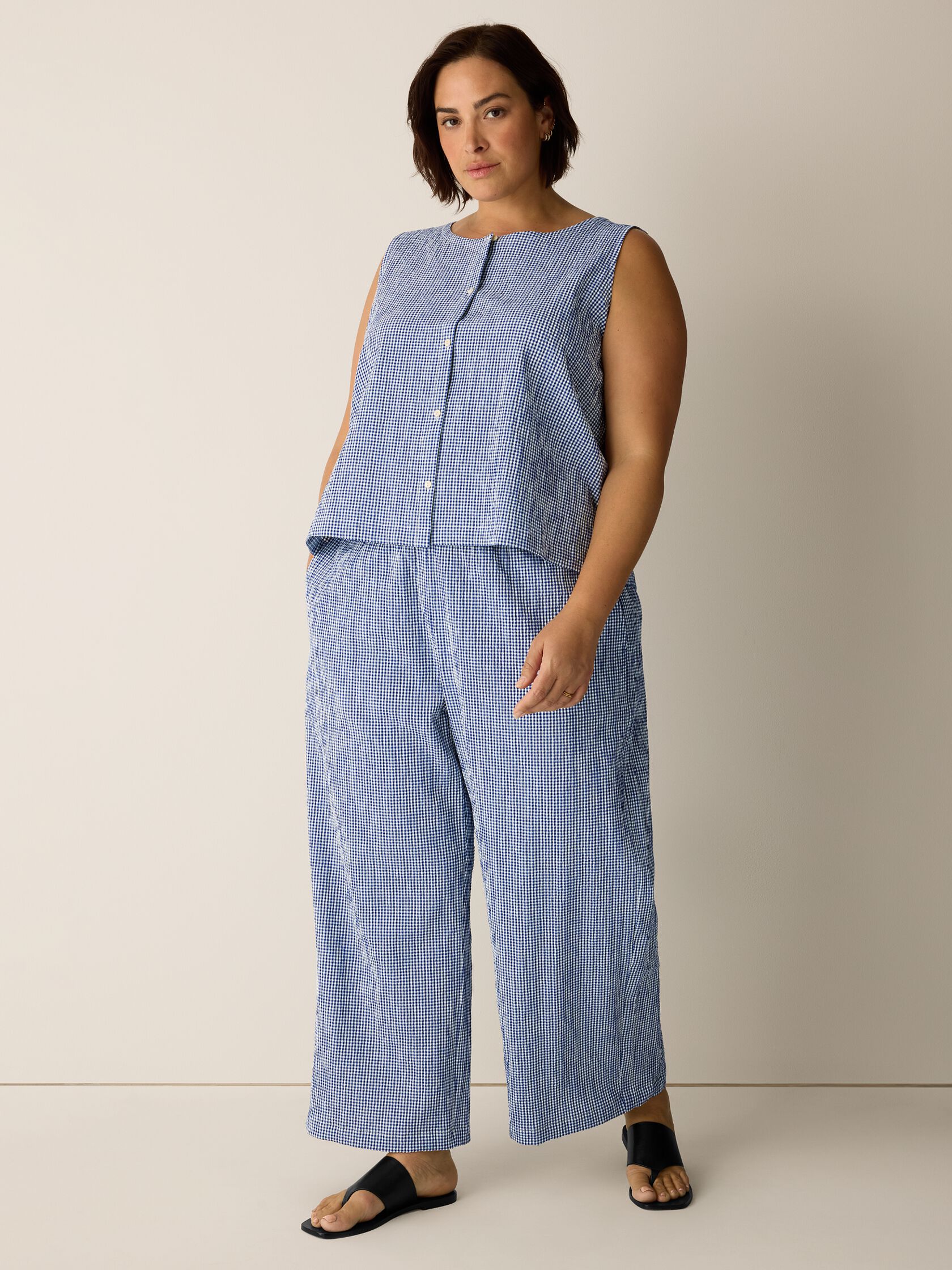 Organic Cotton Pucker Check Vest