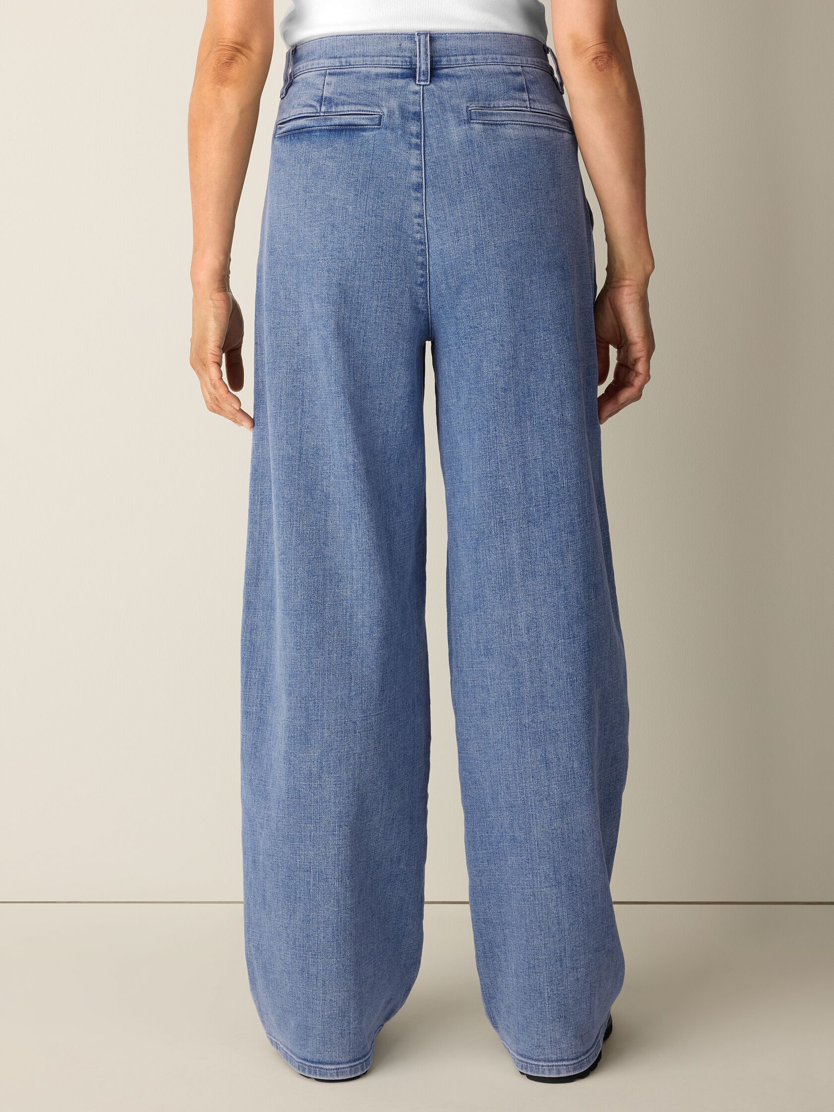 Cotton Stretch Denim Roomy Wide Trouser