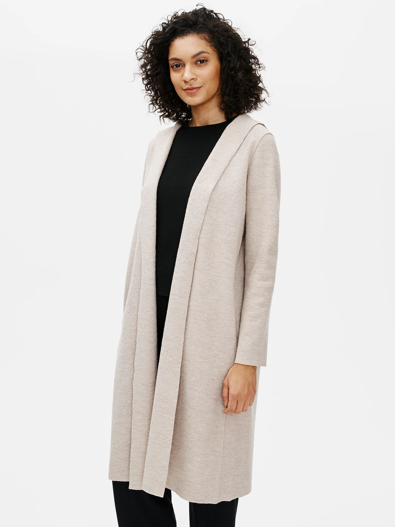 Lightweight Boiled Wool Hooded Jacket