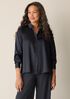 Stretch Silk Charmeuse Classic Collar Shirt