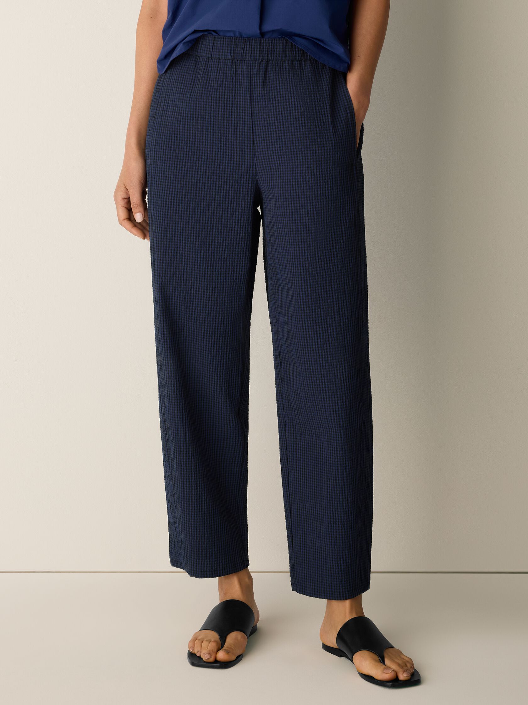 Organic Cotton Pucker Check Lantern Pant