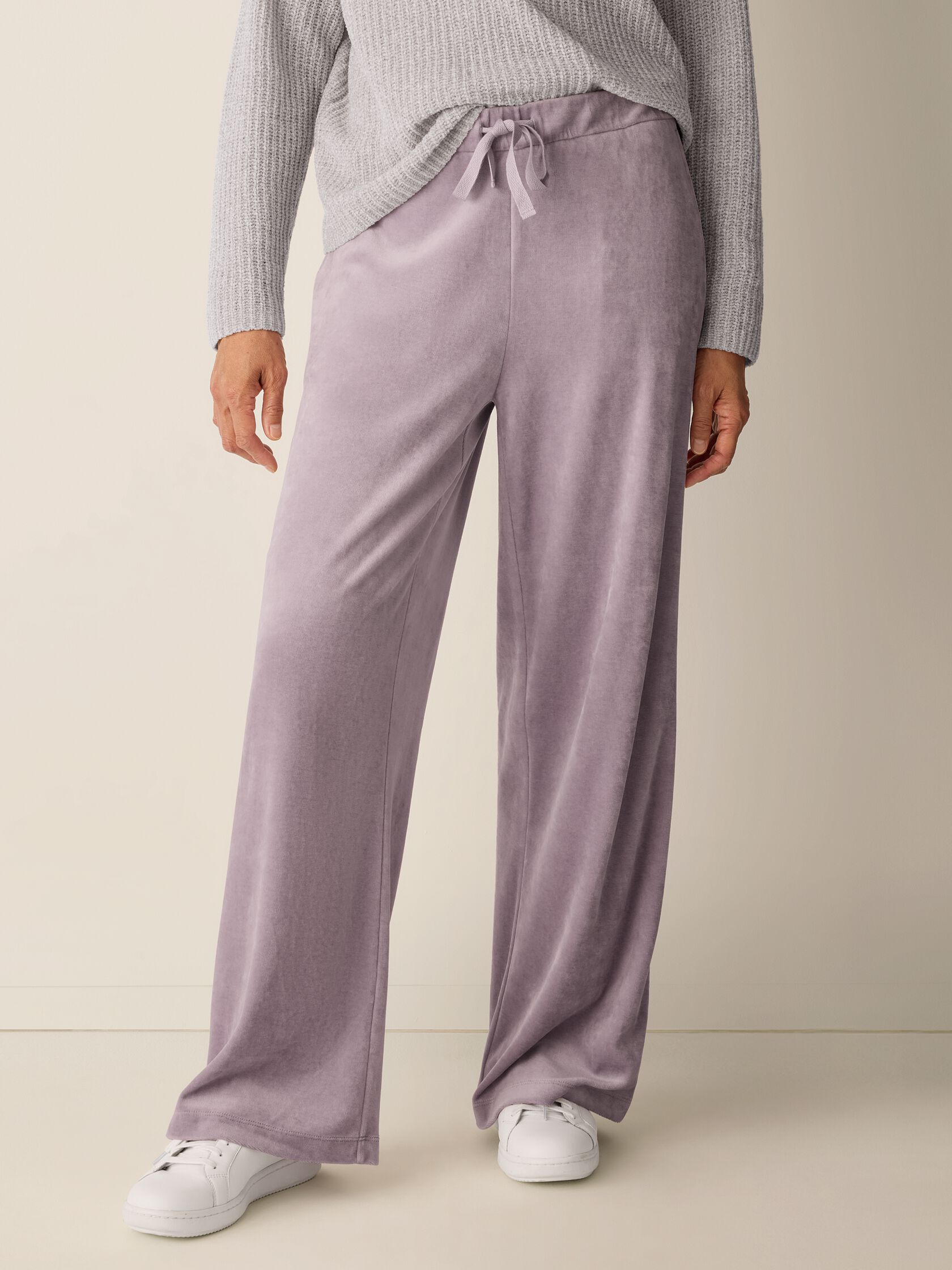 Cozy Velour Knit Wide-Leg Pant