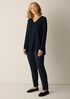 Fine Stretch Jersey Knit V-Neck Long Top