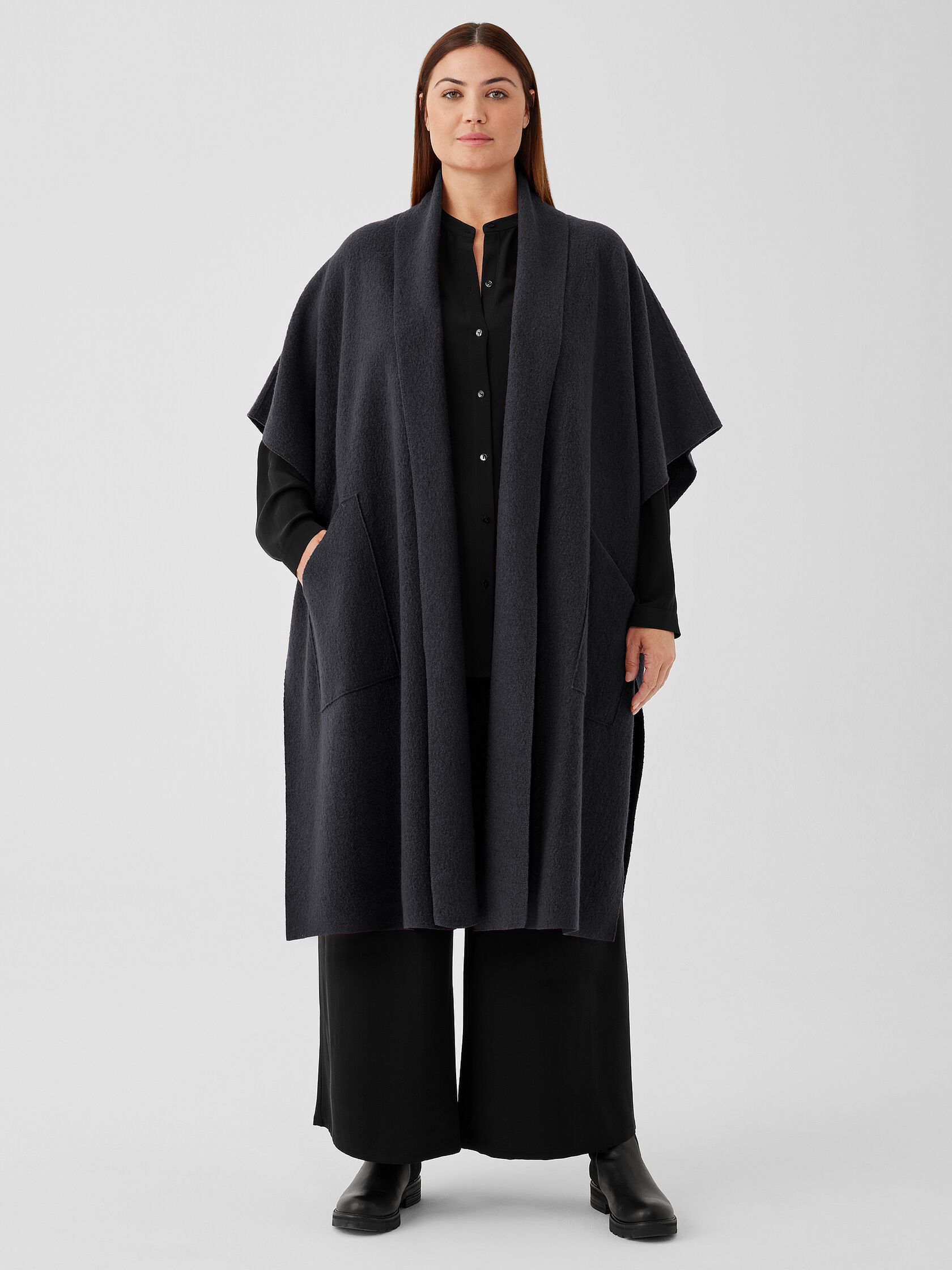 Lightweight Boiled Wool Serape in Regenerative Wool