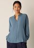 Silk Georgette Crepe Band Collar Top