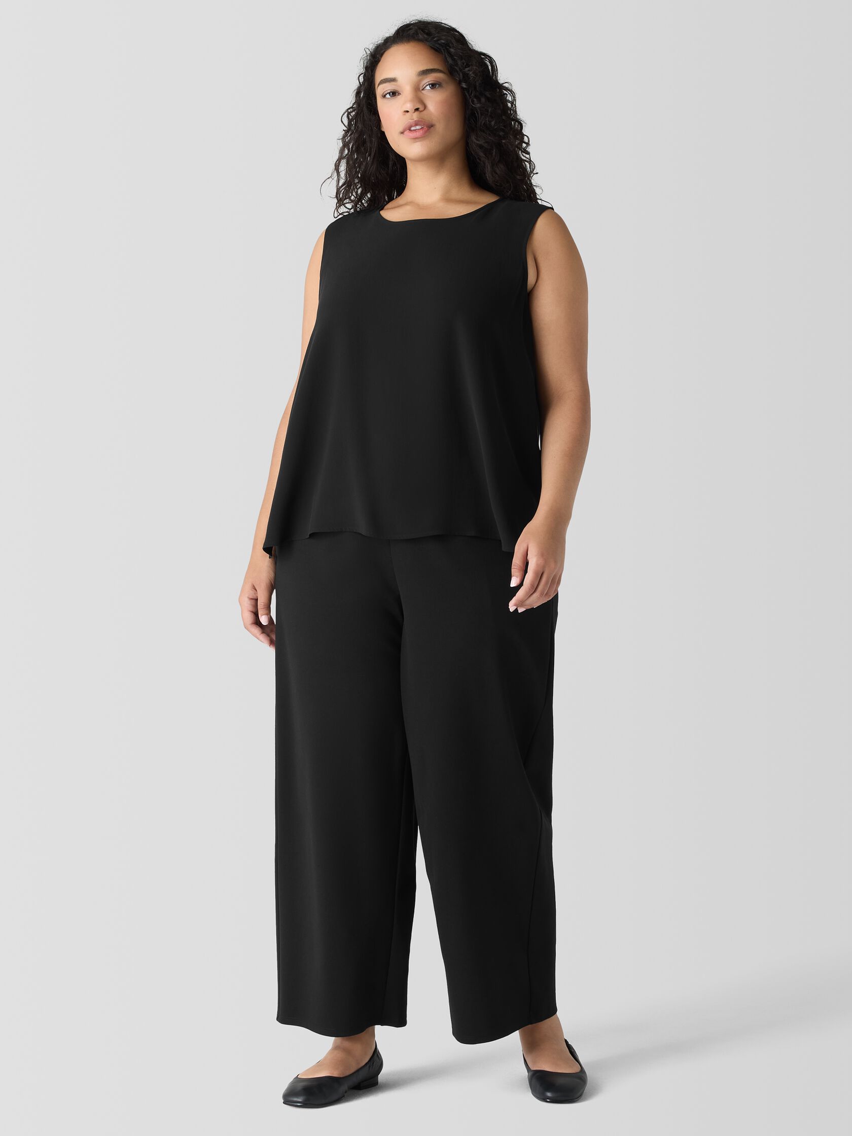 Silk Georgette Crepe Round Neck Tank