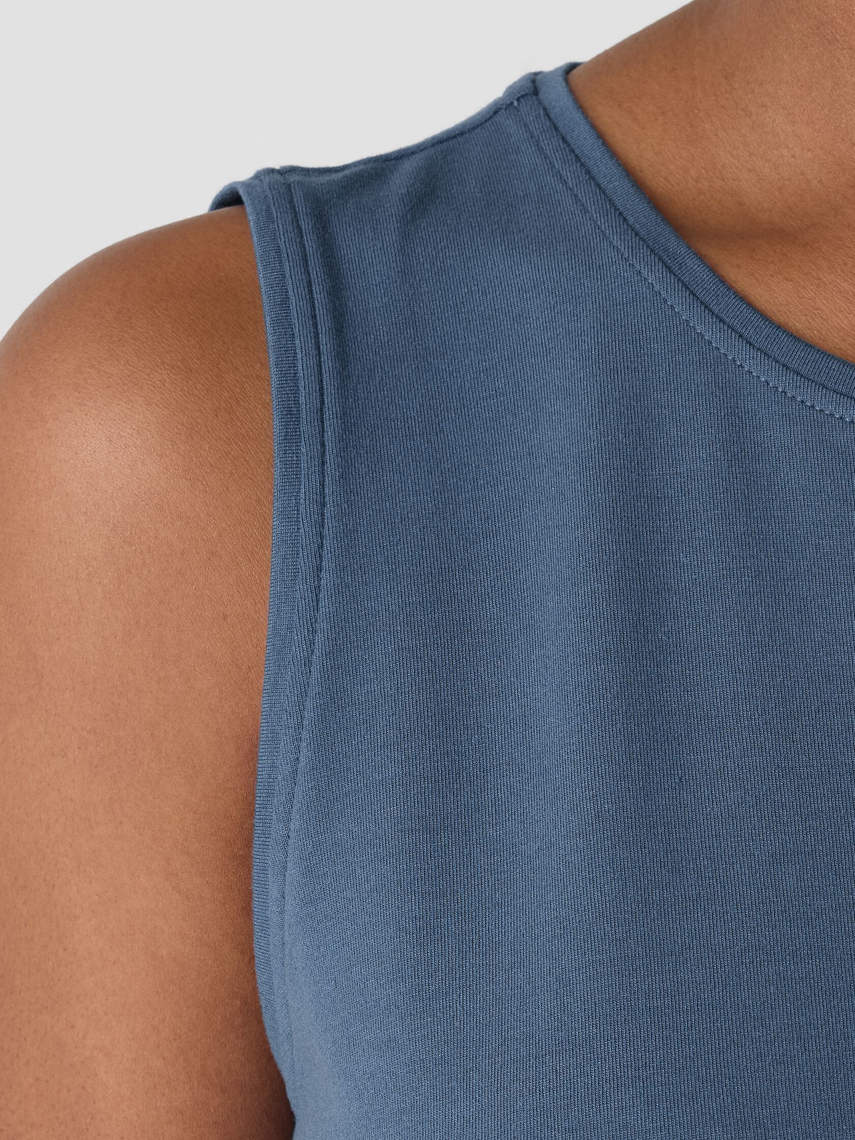 Stretch Jersey Knit Jewel Neck Tank