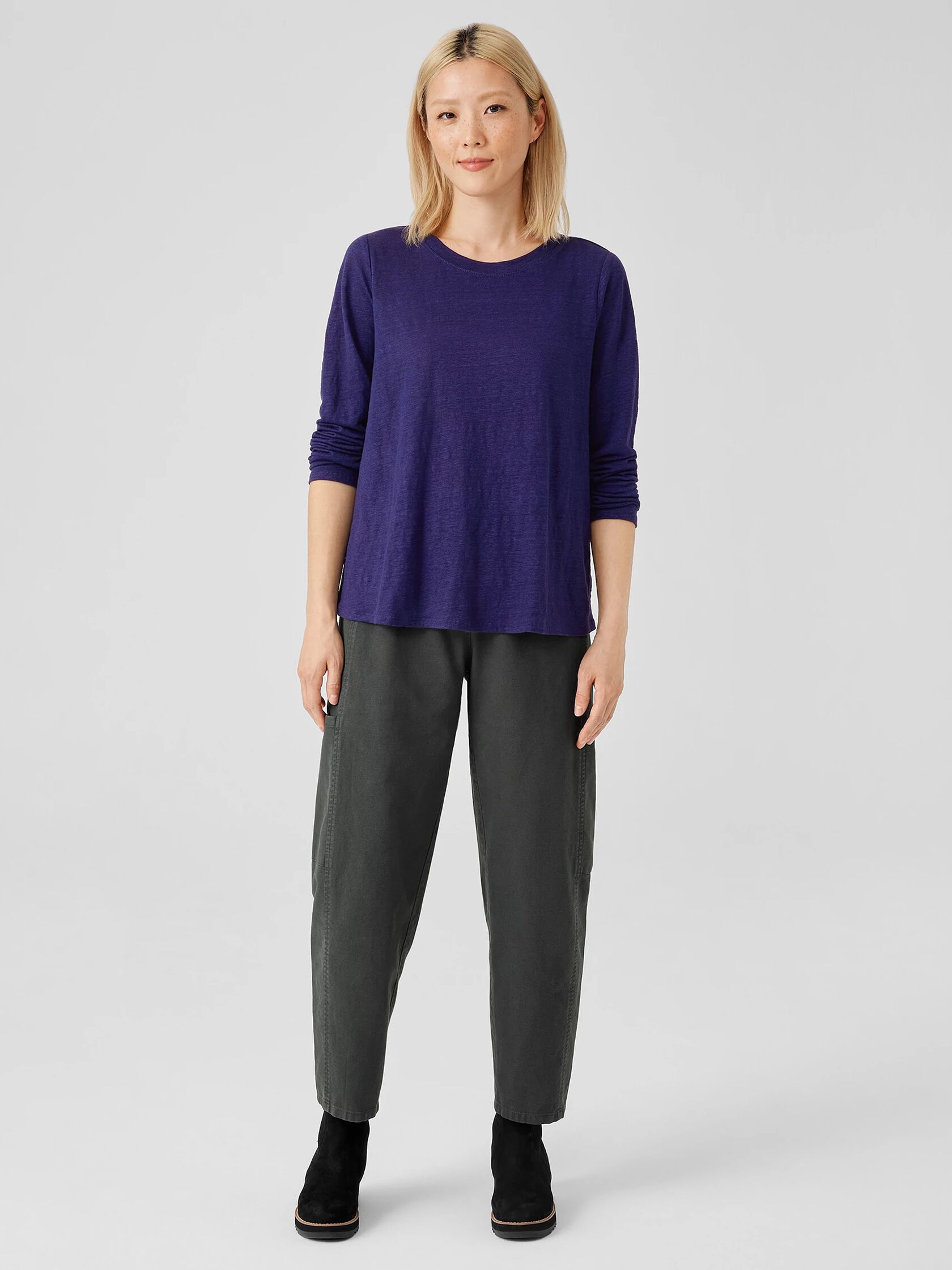 Organic Linen Jersey Crew Neck Top